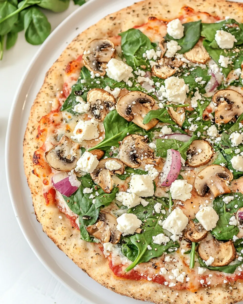Easy Spinach Mushroom and Feta Pizza recipe photo