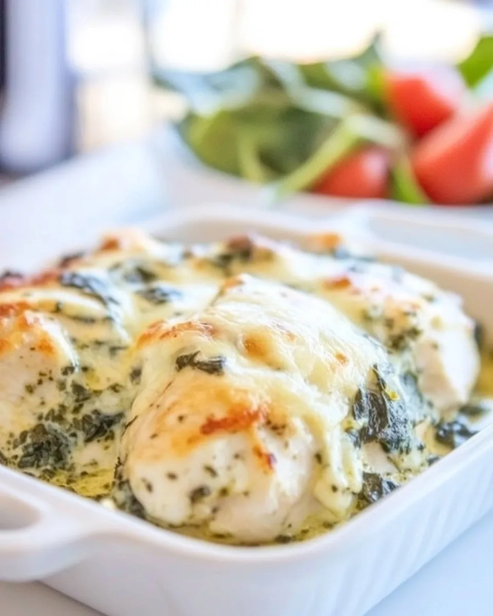 Delicious Spinach Pesto Baked Chicken image