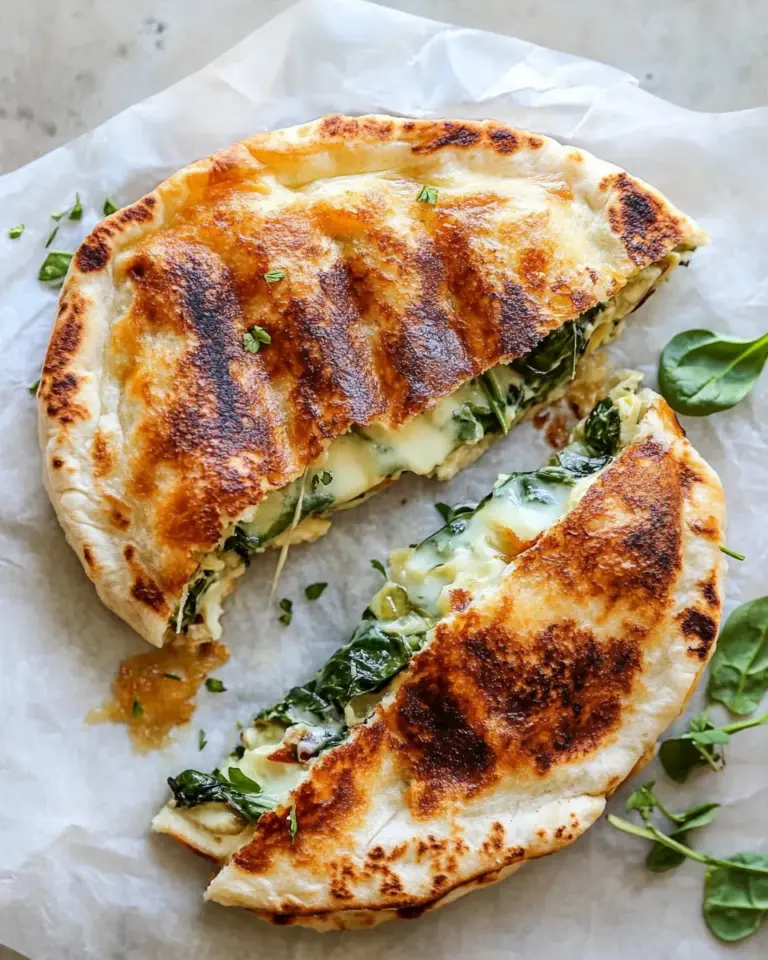 Simple Spinach and Artichoke Pita Grilled Cheese. image