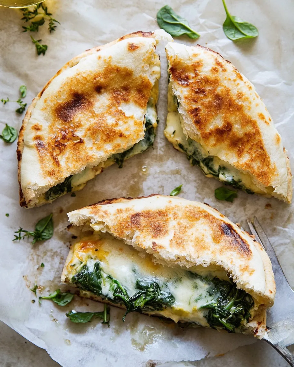 Healthy Spinach and Artichoke Pita Grilled Cheese. picture