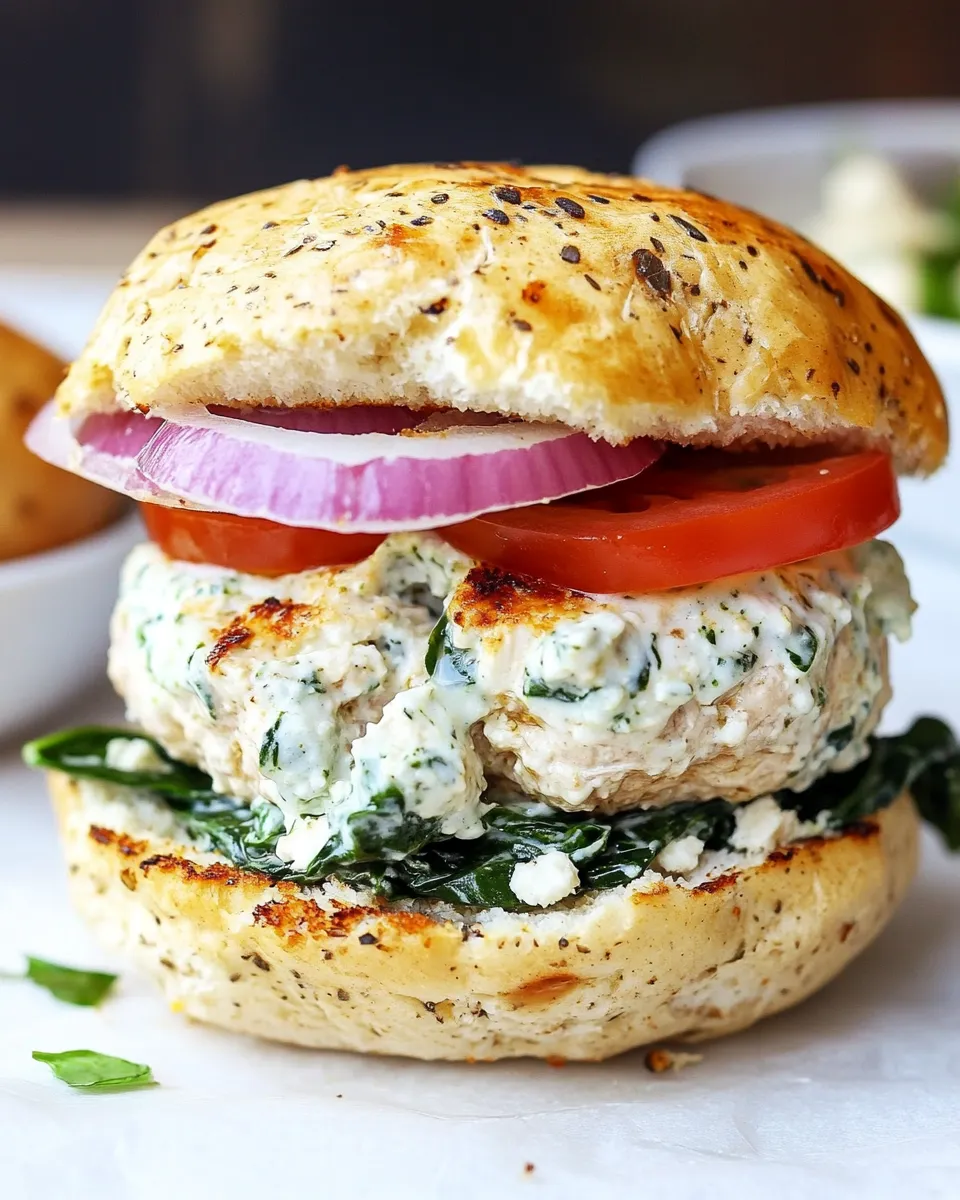 Easy Spinach and Feta Turkey Burger with Tzatziki Sauce photo