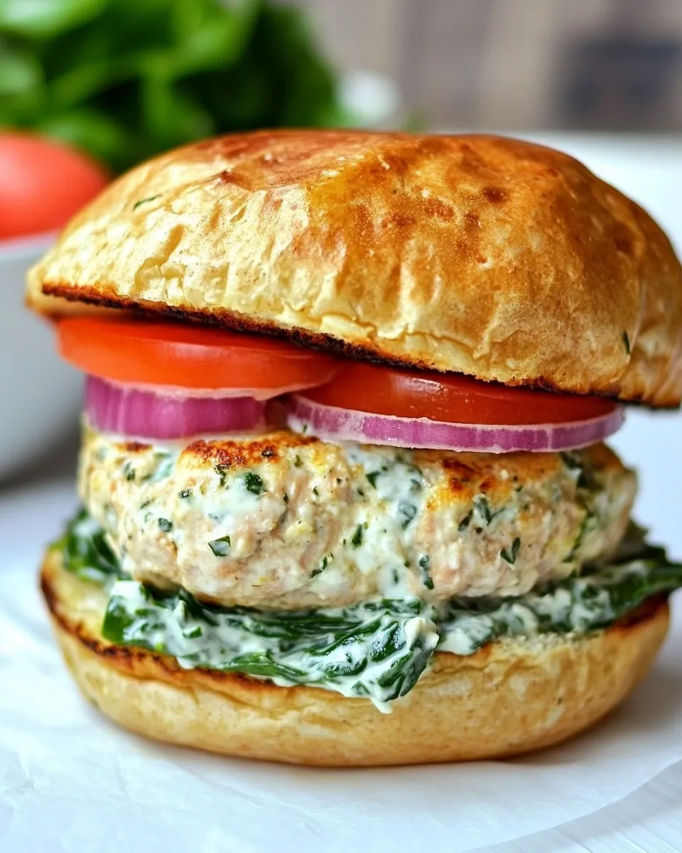 Healthy Spinach and Feta Turkey Burger with Tzatziki Sauce recipe photo