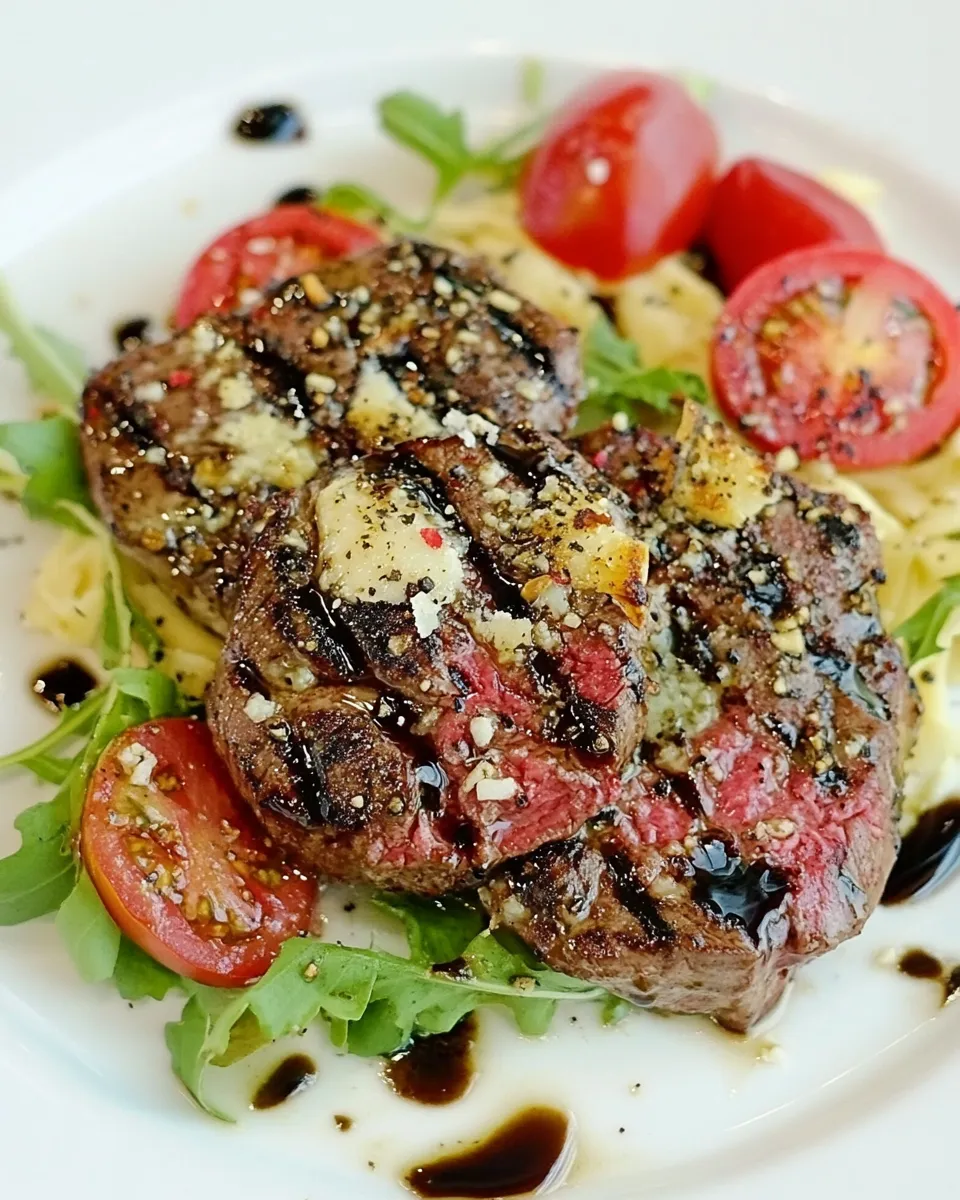 Delicious Steak with Parmesan Butter and Balsamic Glaze shot