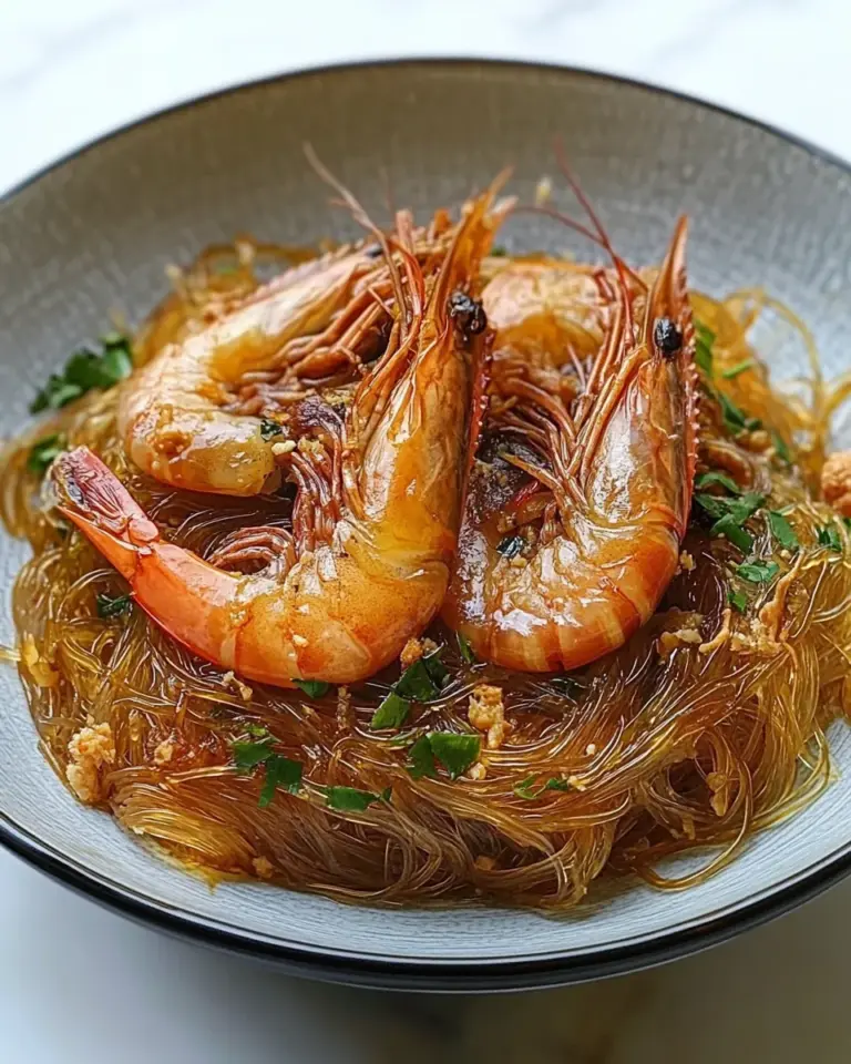Homemade Steamed Prawns w/ Glass Noodles (Goong ob Woonsen) recipe photo