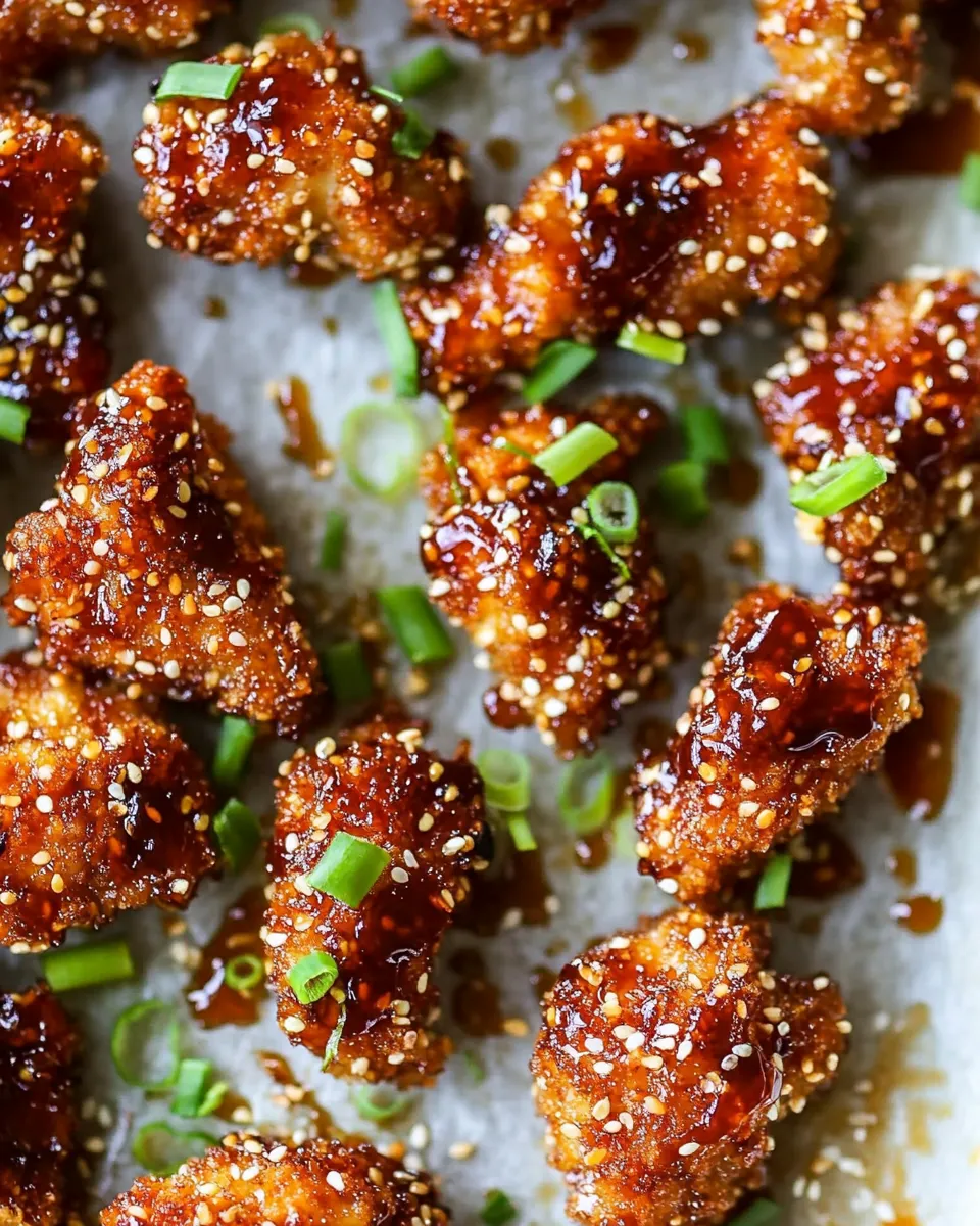 Savory Sticky Honey Sriracha Chicken Bites dish photo