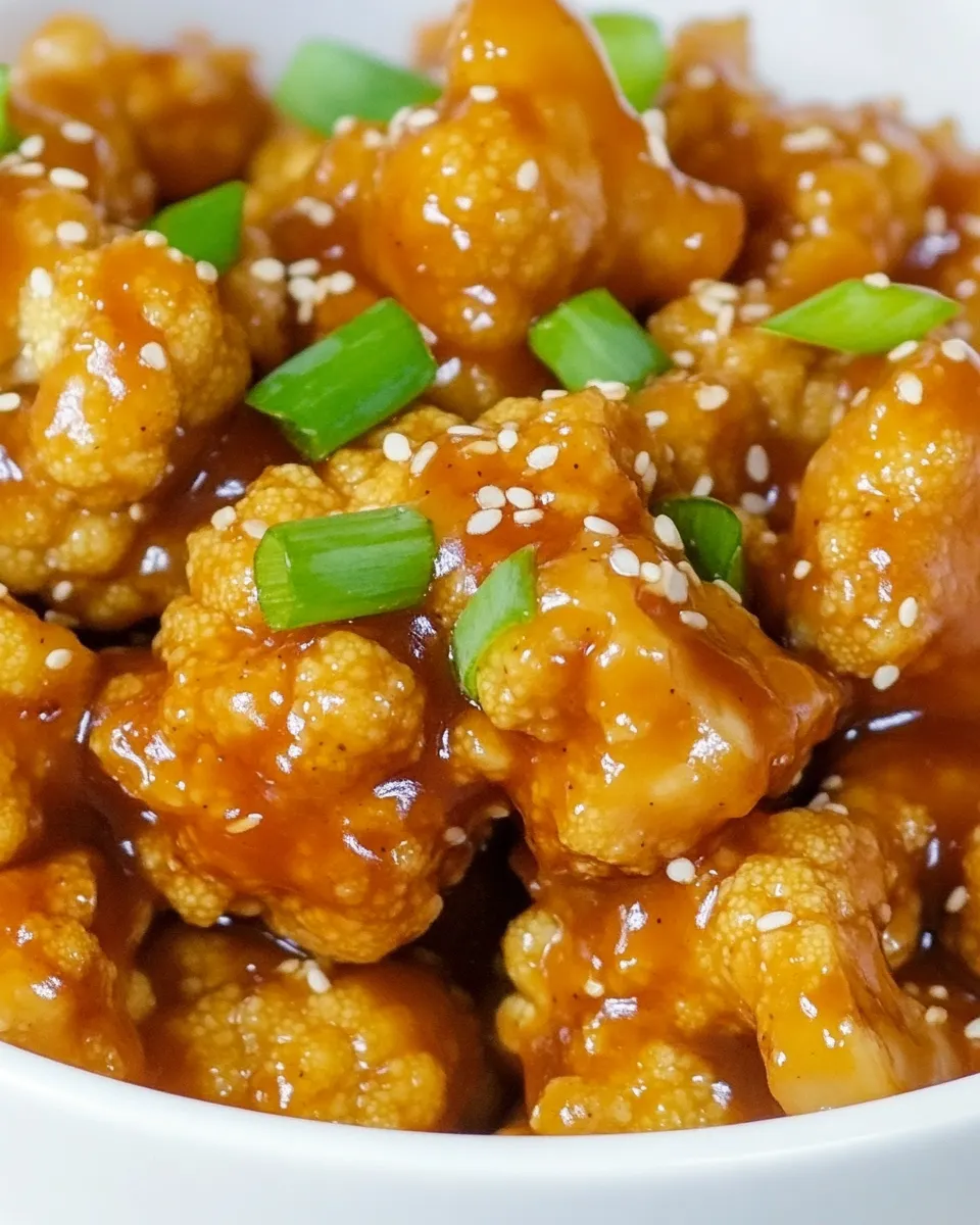 Delicious Sticky Sesame Cauliflower shot