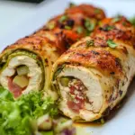 Homemade Stuffed Chicken Roll with Leek, Tomato and Cheese photo