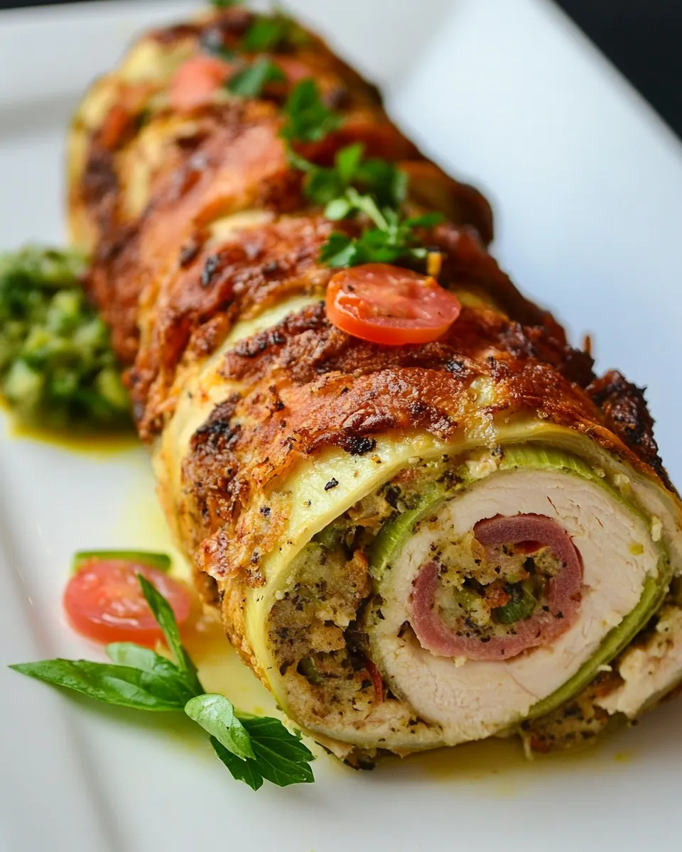 Easy Stuffed Chicken Roll with Leek, Tomato and Cheese recipe photo