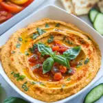 Homemade Sun Dried Tomato Basil Hummus photo