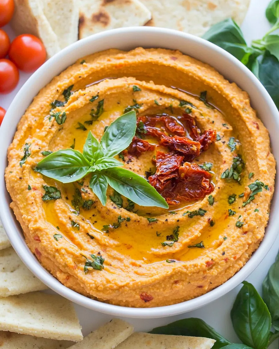 Easy Sun Dried Tomato Basil Hummus recipe photo