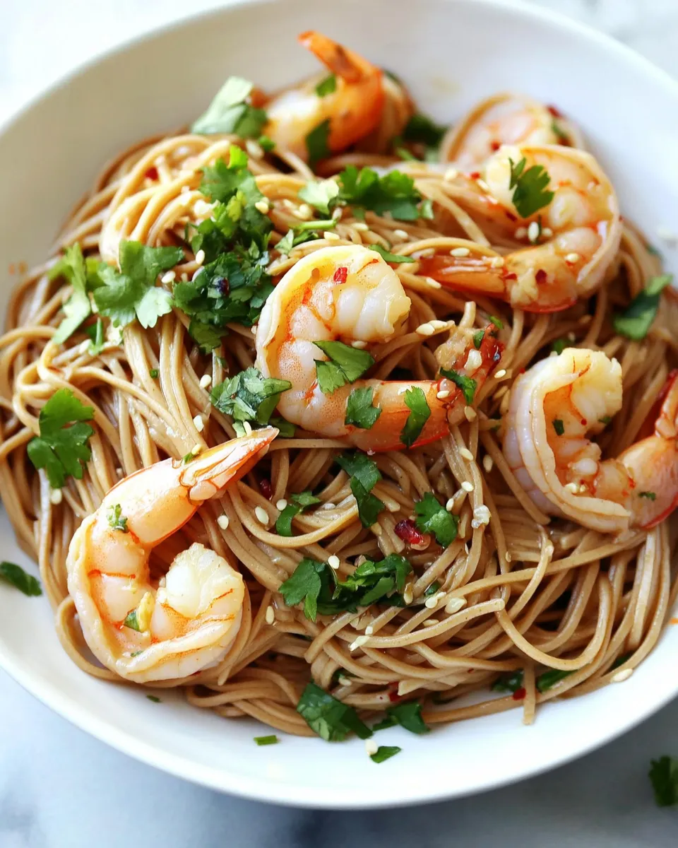 Quick Super Simple Garlic and Ginger Shrimp Soba Noodles dish photo