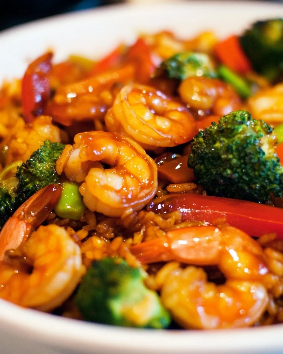 Delicious Szechuan Shrimp Stir Fry with Fried Rice image