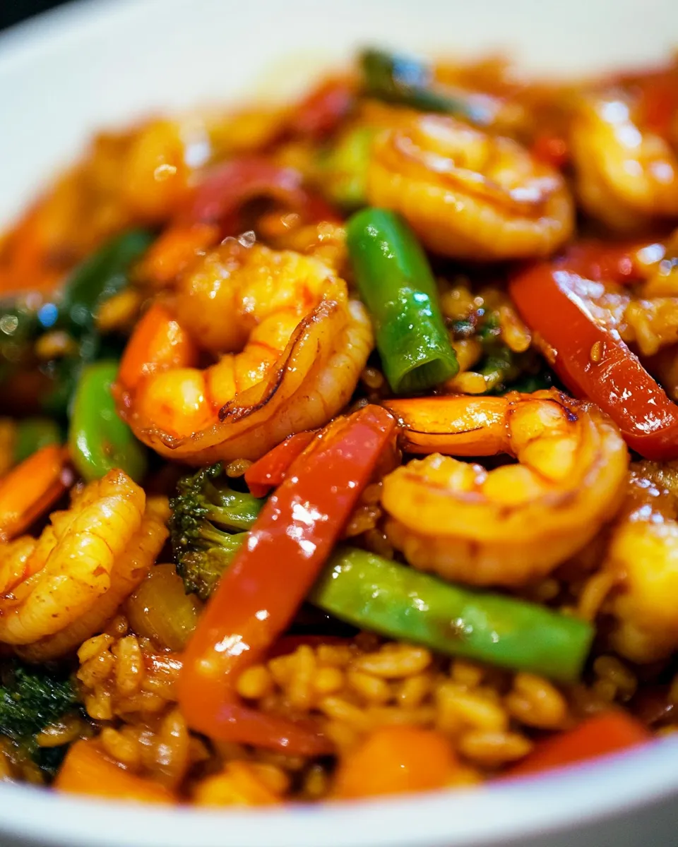 Savory Szechuan Shrimp Stir Fry with Fried Rice recipe photo