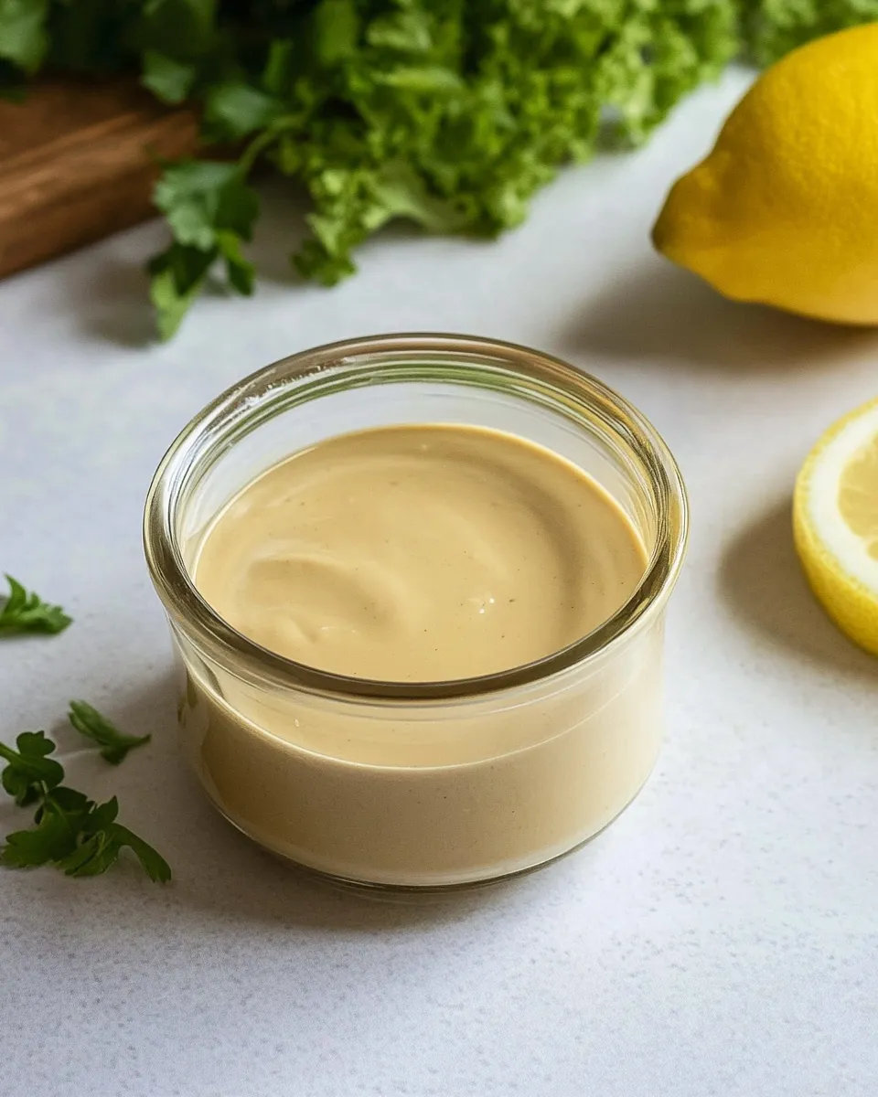 Classic Tahini Salad Dressing Recipe (with Lemon) image