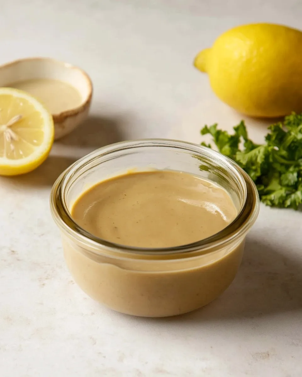 Easy Tahini Salad Dressing Recipe (with Lemon) shot
