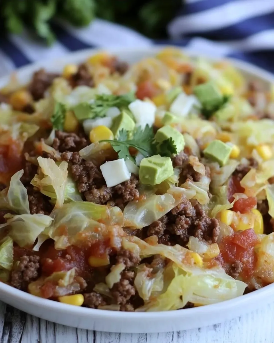 Delicious Tex-Mex Ground Beef and Cabbage Skillet Recipe image