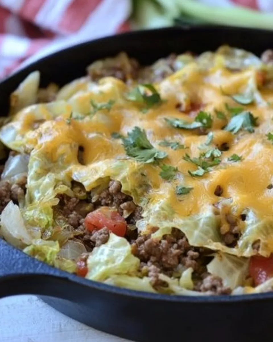 Quick Tex-Mex Ground Beef and Cabbage Skillet Recipe shot