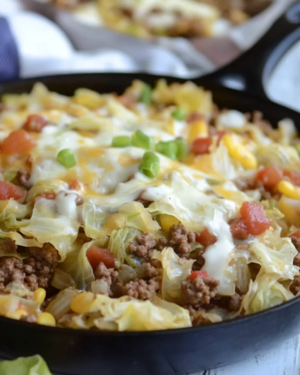 Savory Tex-Mex Ground Beef and Cabbage Skillet Recipe recipe image