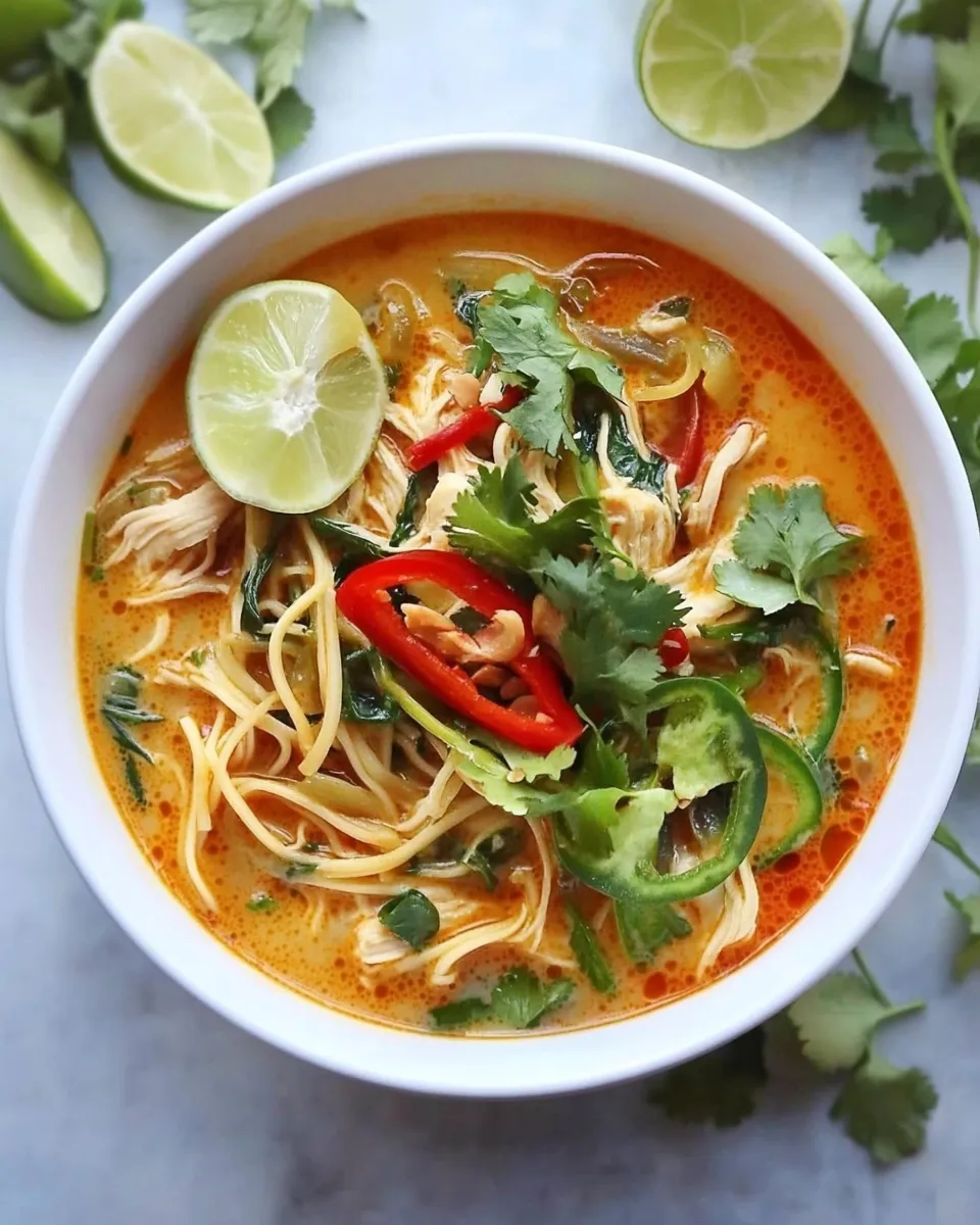 Amazing Thai-Style Chicken Zoodle Soup. photo