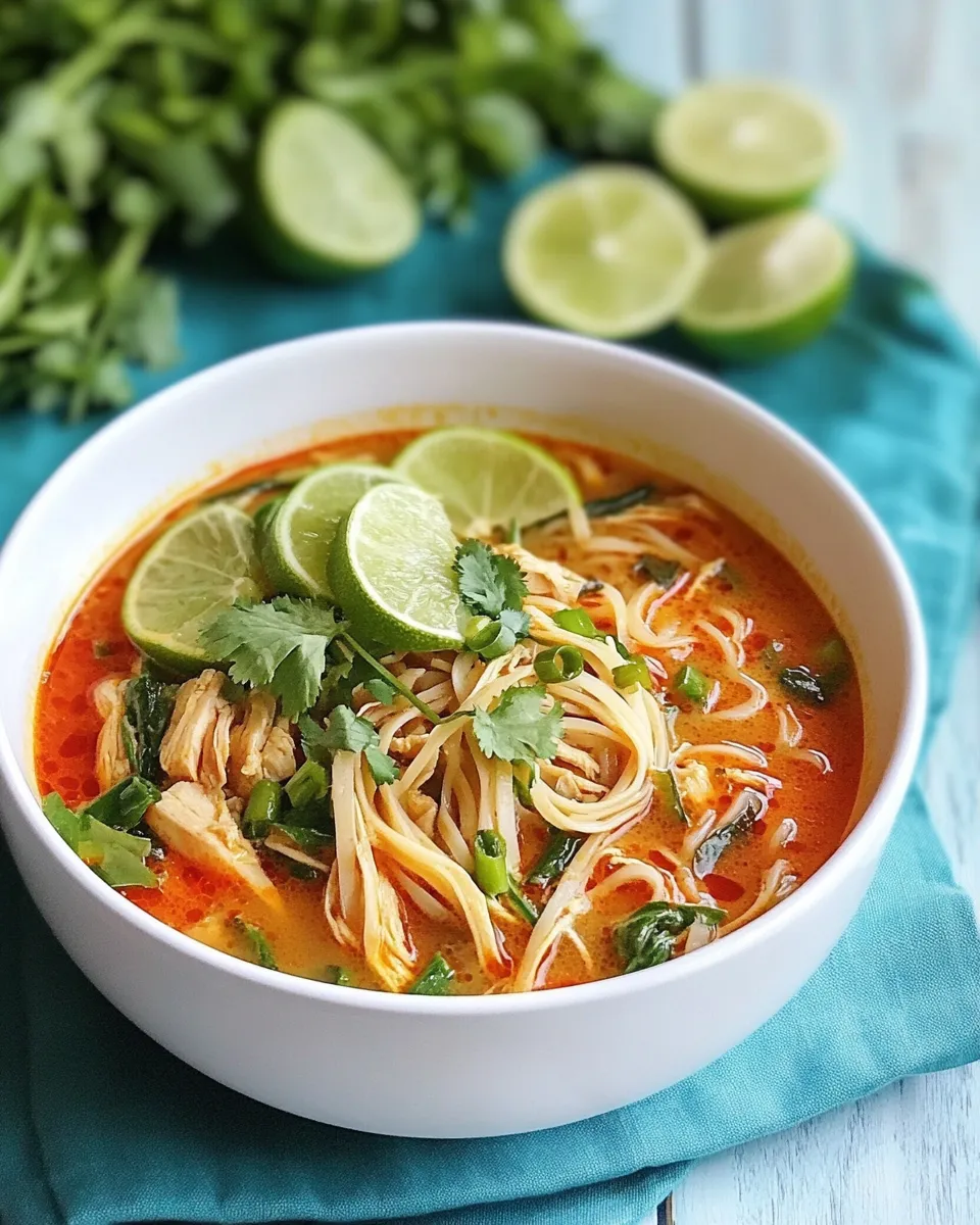 Easy Thai-Style Chicken Zoodle Soup. recipe image