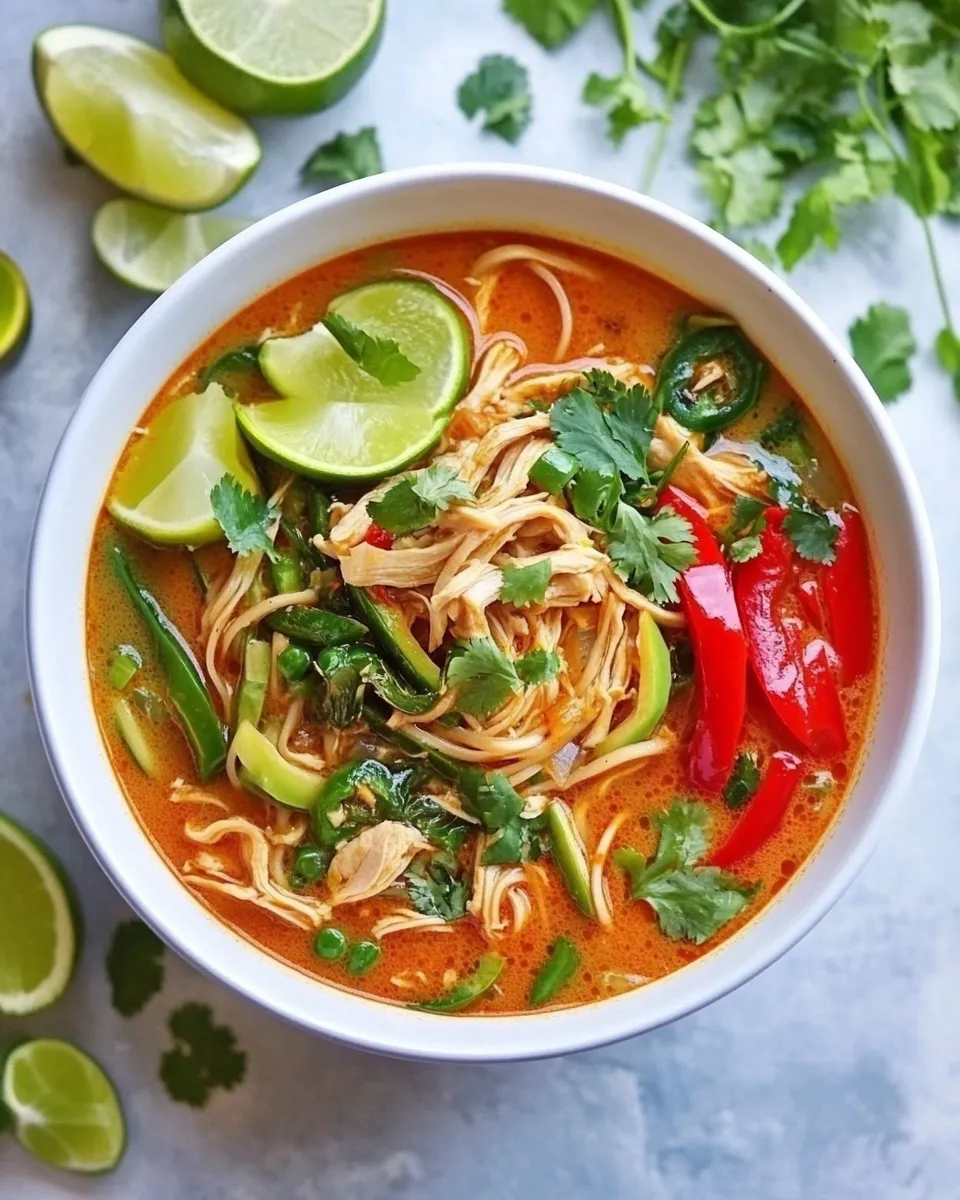 Quick Thai-Style Chicken Zoodle Soup. food shot