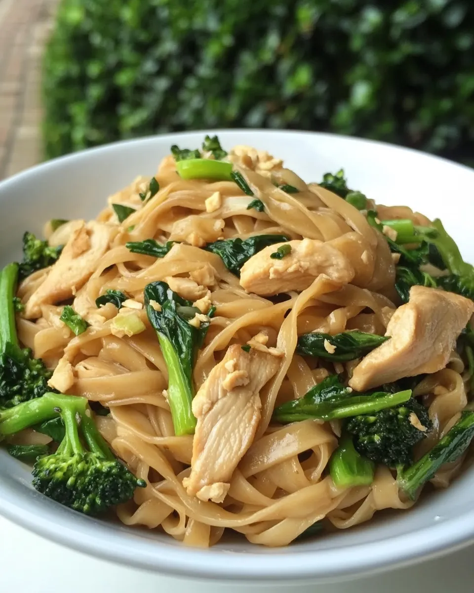 Homemade Thai-Style Stir-Fried Noodles with Chicken and Broccolini photo