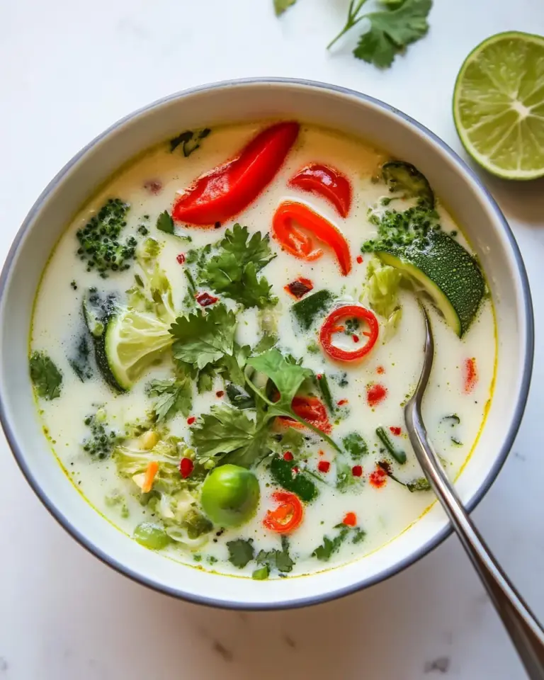 Homemade Thai Coconut Soup with Vegetables photo