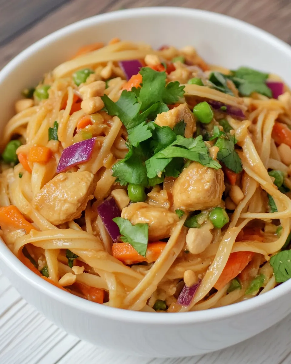 Easy Thai Peanut Chicken Pasta recipe photo