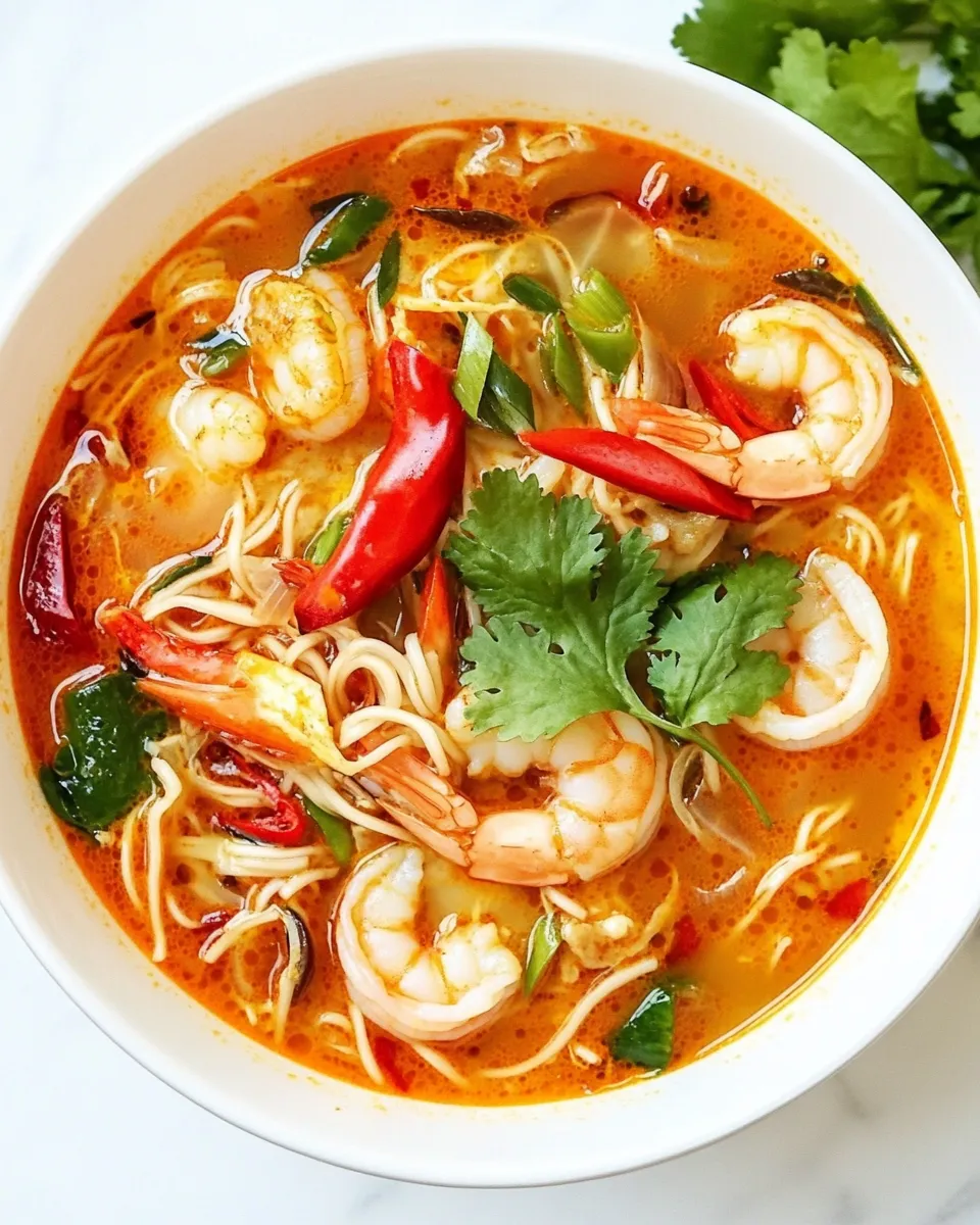 Delicious Thai Shrimp Noodle Soup shot