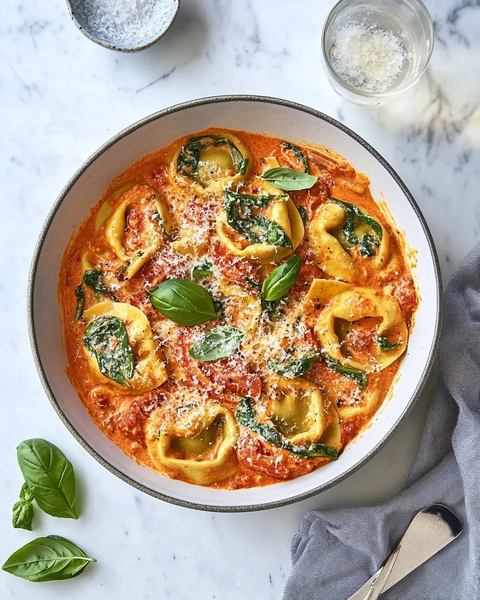 Delicious The Best Creamy Tomato & Spinach Tortelloni shot