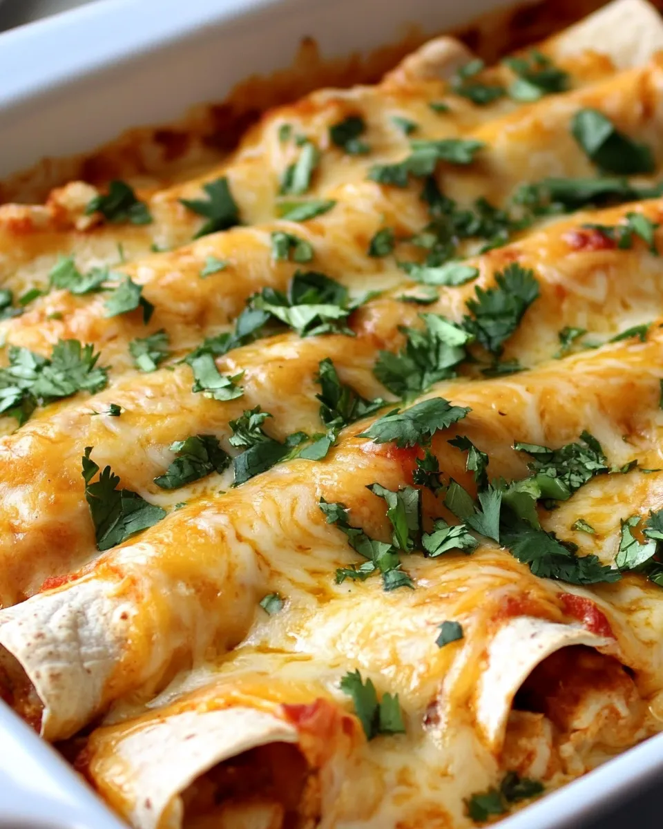 Delicious Three Cheese Chicken Enchiladas food shot