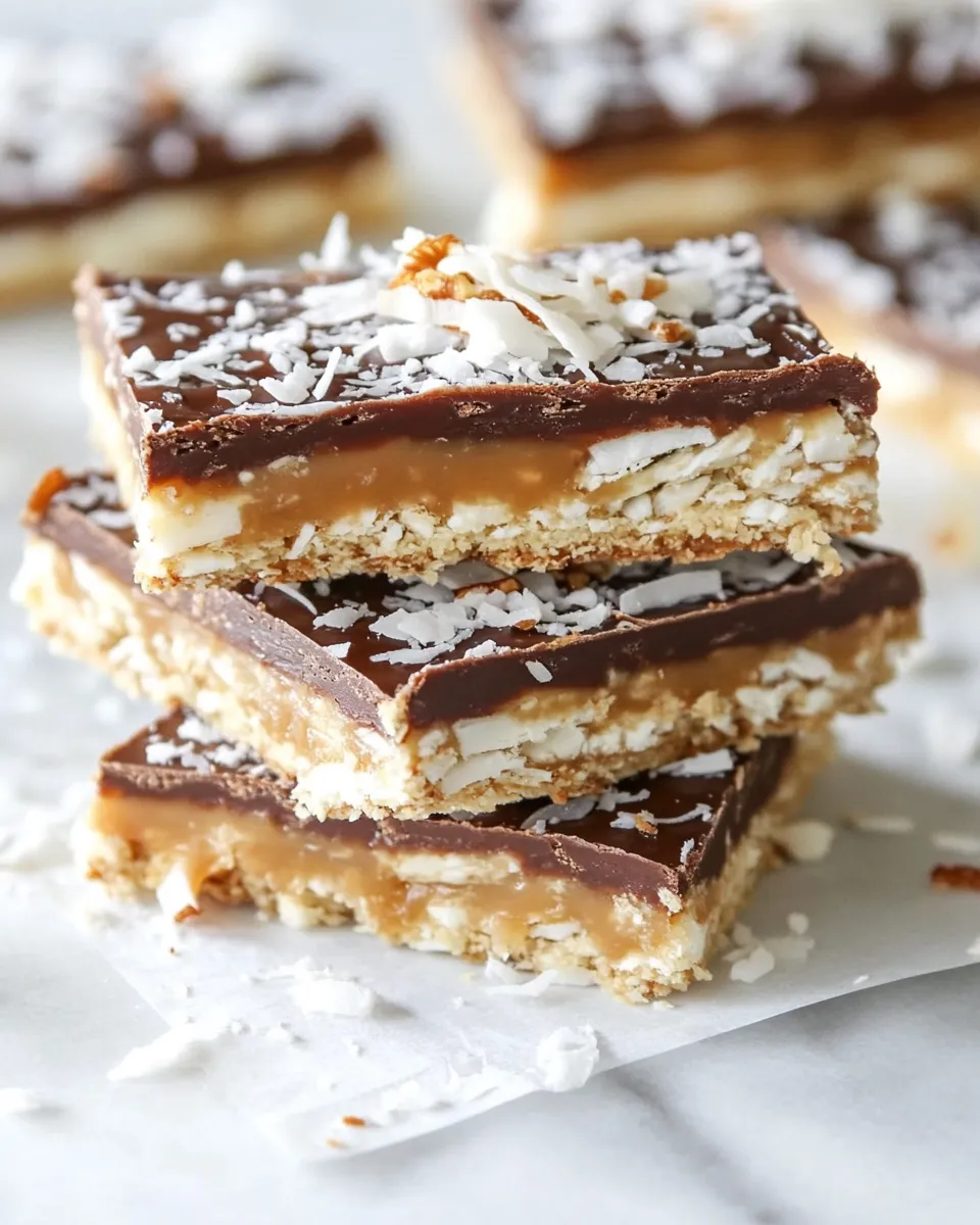 Best Toasted Coconut Caramel Peanut Butter Snickers Bars shot