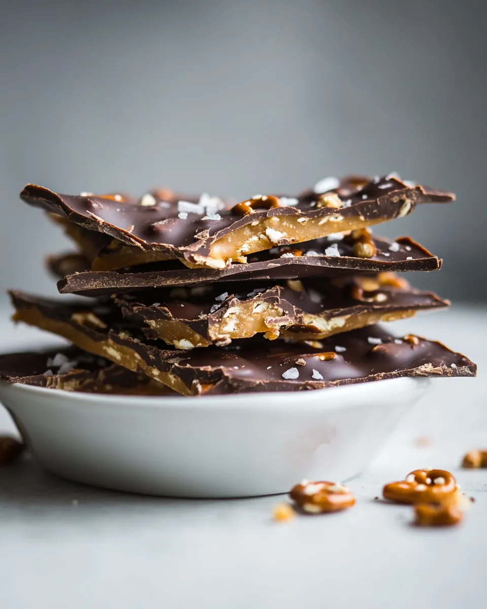 Homemade Toffee, salted pretzel & chocolate bark recipe photo