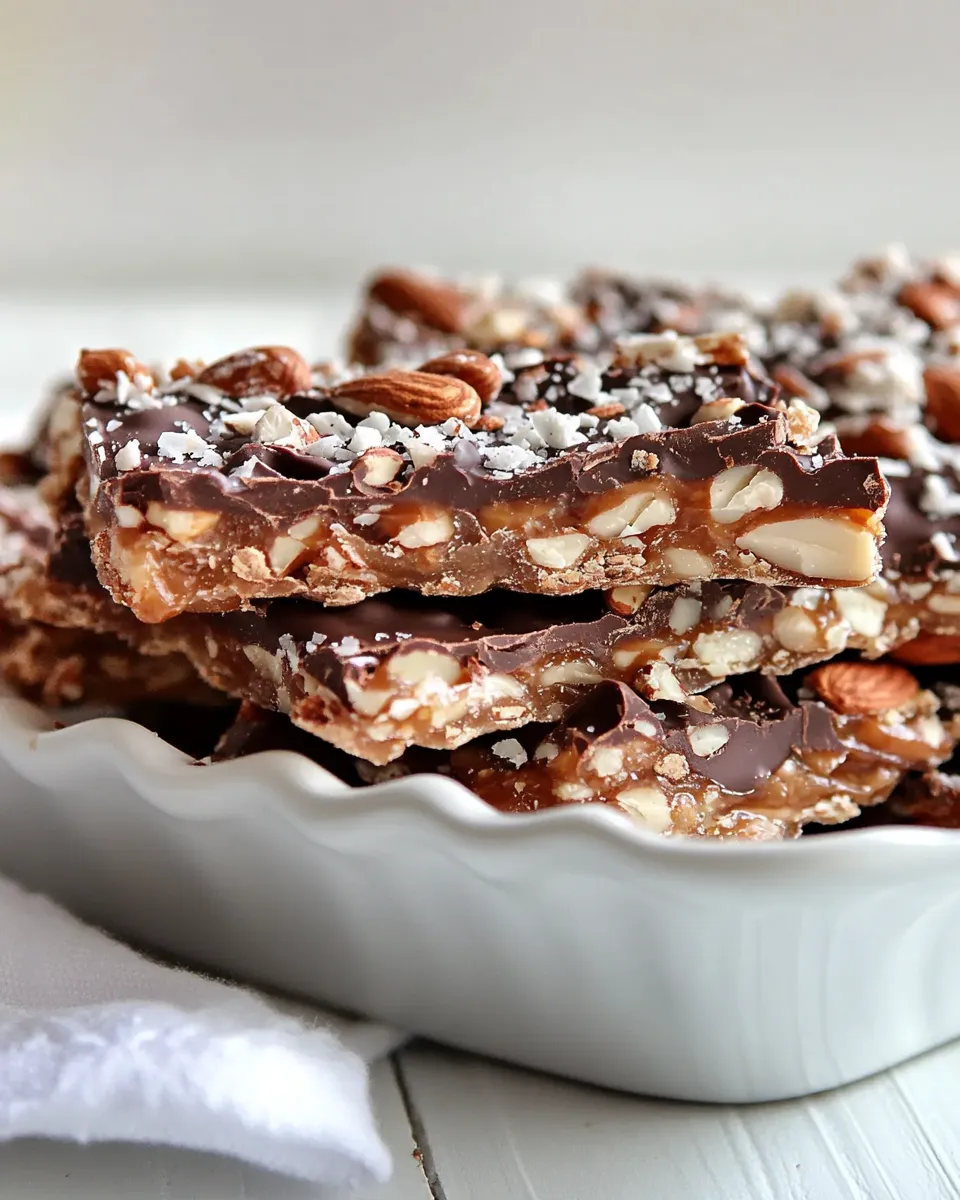 Easy Toffee with Chocolate, Almonds and Pecans recipe photo