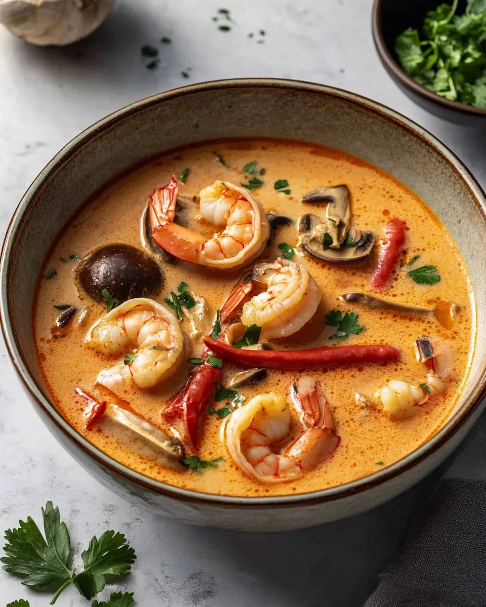 Delicious Tom Yum Kha Soup with Shrimp (Easy Thai Coconut Soup) image