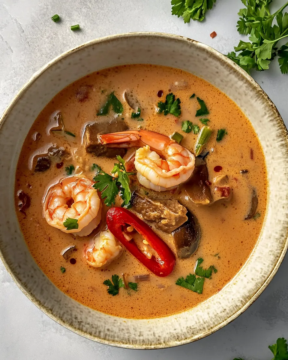Quick Tom Yum Kha Soup with Shrimp (Easy Thai Coconut Soup) shot