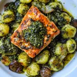 Easy Trader Joes Cauliflower Gnocchi with Pesto Salmon photo