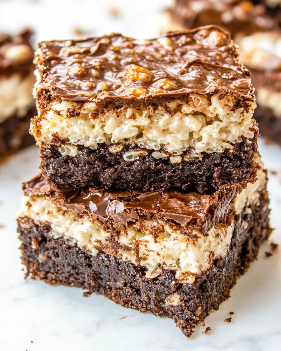 Easy Triple Layer Rice Krispie Brownies recipe photo