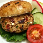 Homemade Turkey Burger with Sun-Dried Tomatoes and Feta Cheese photo
