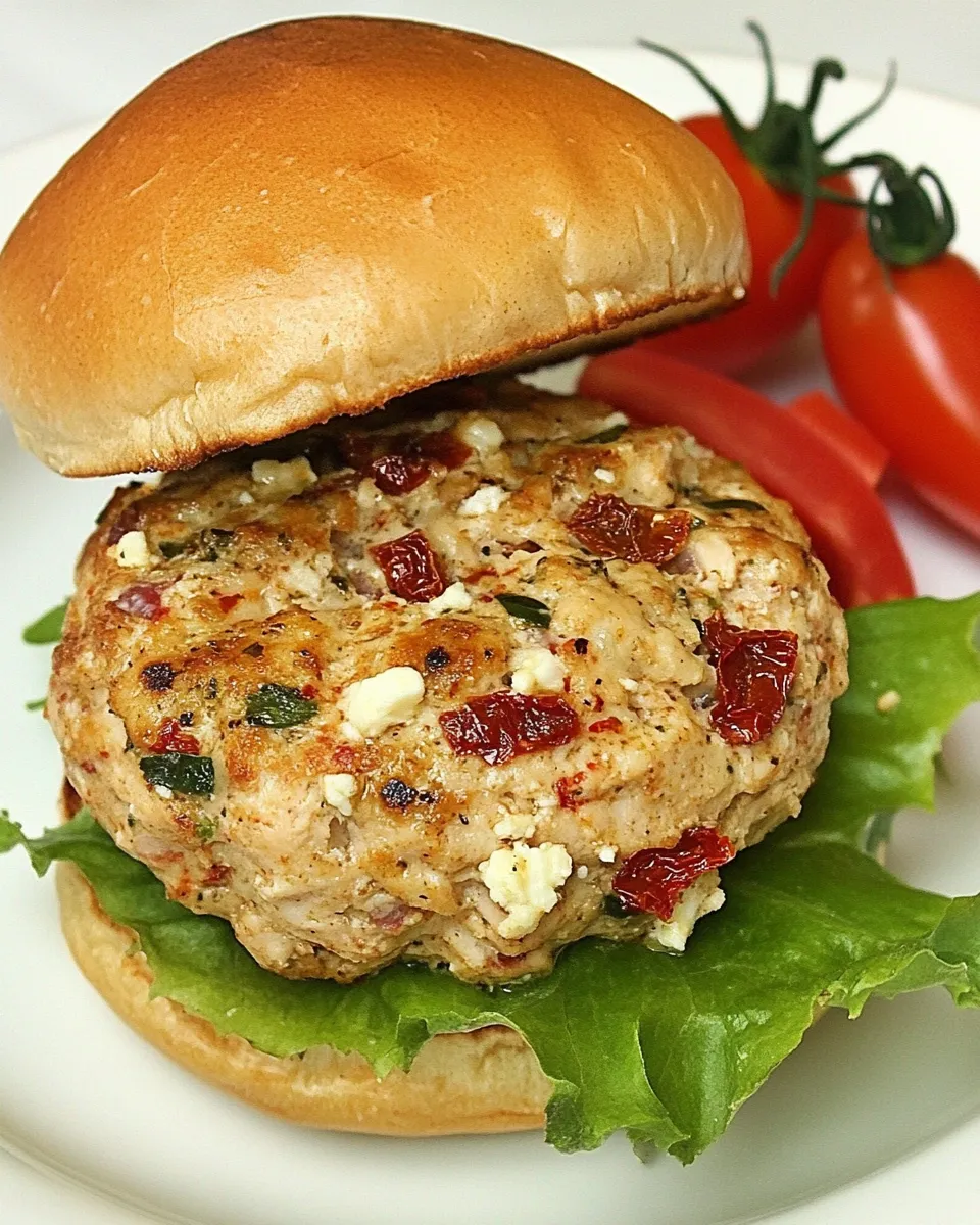 Savory Turkey Burger with Sun-Dried Tomatoes and Feta Cheese recipe photo