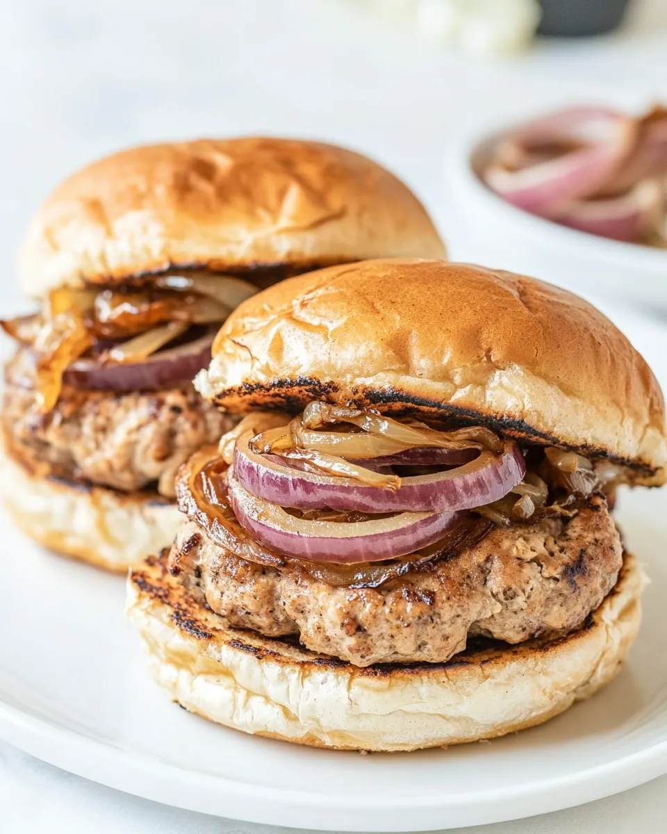 Homemade Turkey Burgers with Caramelized Red Onions photo