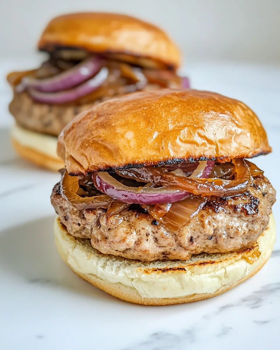 Delicious Turkey Burgers with Caramelized Red Onions image