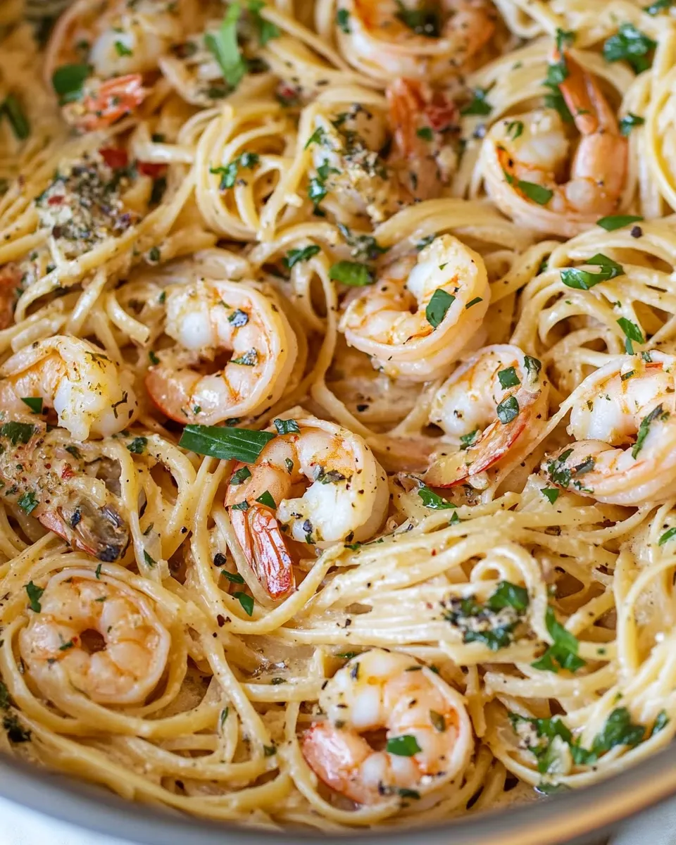 Easy Tuscan Shrimp Pasta Recipe shot