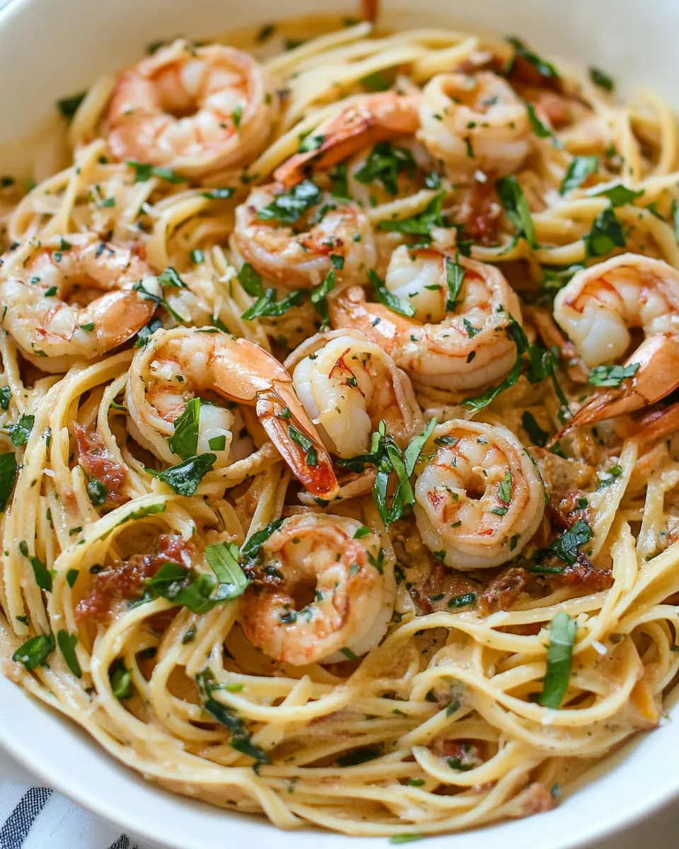 Delicious Tuscan Shrimp Pasta Recipe dish photo