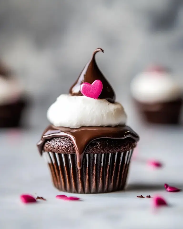 Amazing Valentines Surprise Chocolate High Hat Cupcakes. photo
