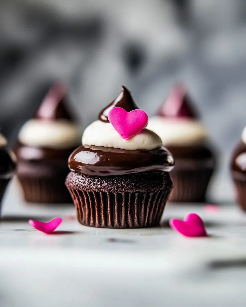 Easy Valentines Surprise Chocolate High Hat Cupcakes. recipe photo