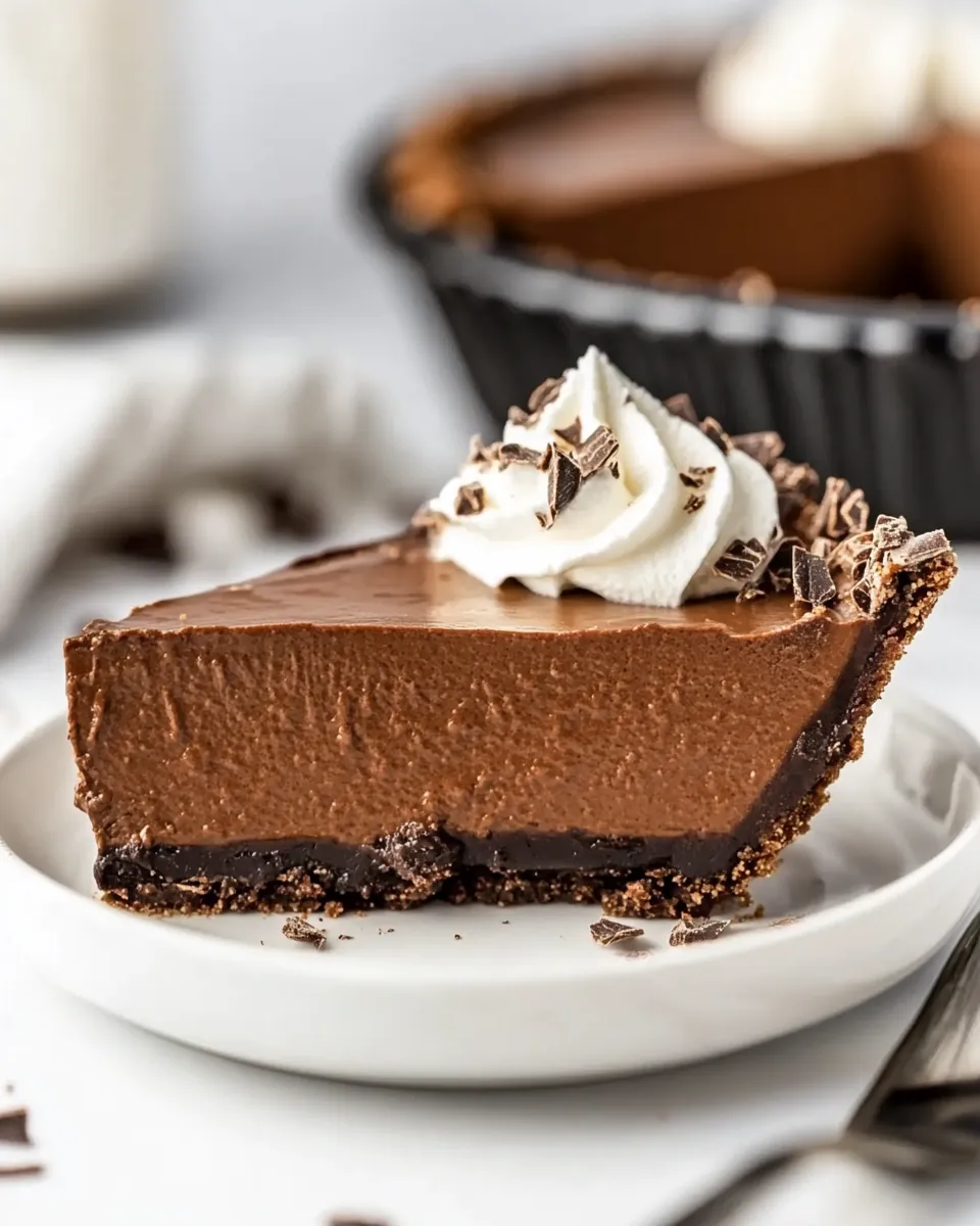 Delicious Vegan Chocolate Pie (No-Bake) shot