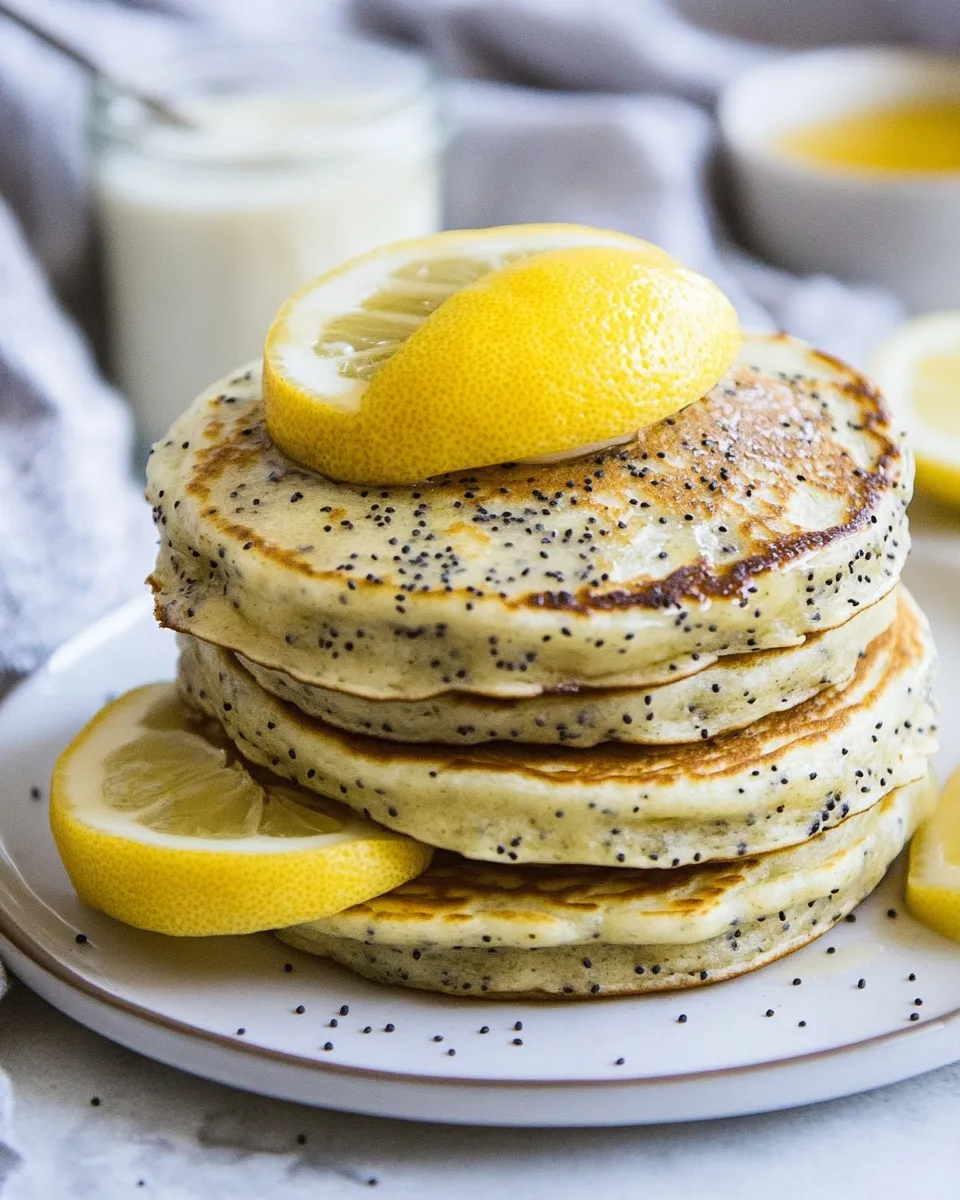 Delicious Vegan Lemon Poppy Seed Pancakes shot