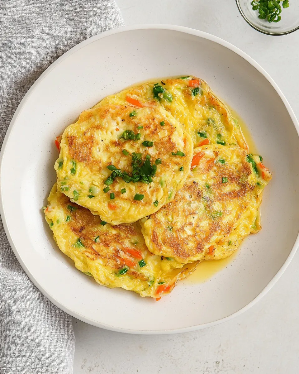 Homemade Vegetable Egg Foo Young food shot