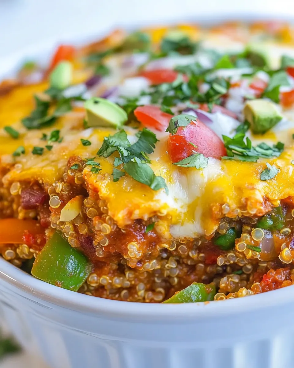 Healthy Veggie Fajita Quinoa Casserole shot